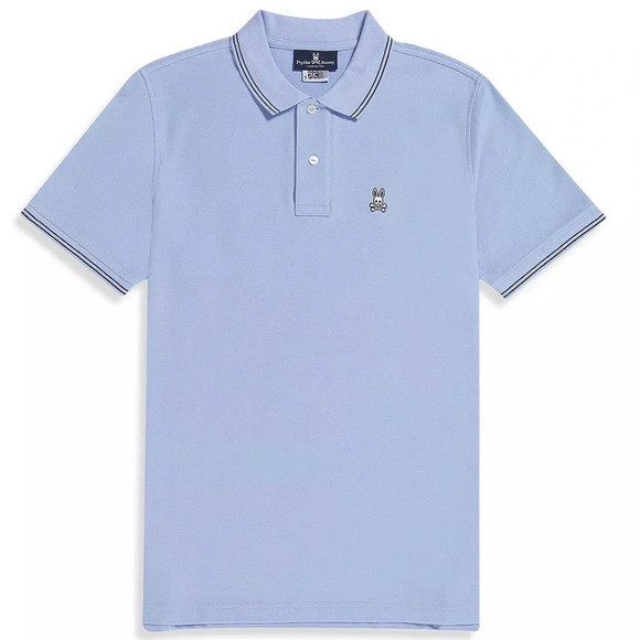 Psycho Bunny Men’s New Deco Blue Logan Tipped  Short Sleeve Polo size 7 XXL - Picture 1 of 4